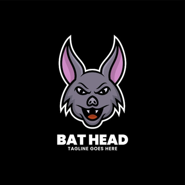 Vector Logo Illustration Bat Head Simple Mascot Style