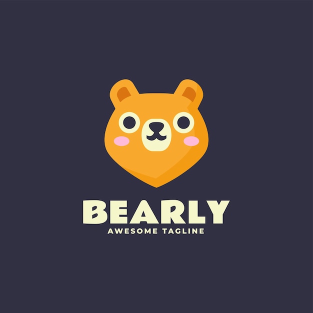 Vector Logo Illustration Bear Flat Modern Style