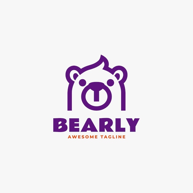 Vector vector logo illustration bear line art style