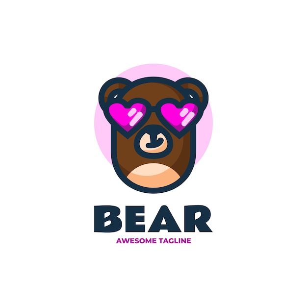 Vector Logo Illustration Bear Mascot Cartoon Style