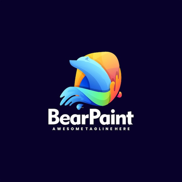 Vector Logo Illustration Bear Paint Gradient Colorful Style