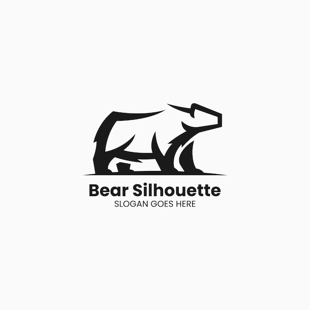 Vector Logo Illustration Bear Silhouette Style