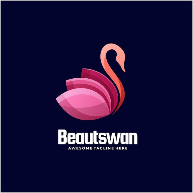 Vector Logo Illustration Beautiful Swan Gradient Colorful Style