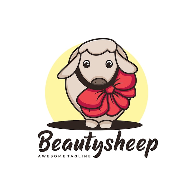 Vector Logo Illustration Beauty Sheep Mascot Cartoon Style