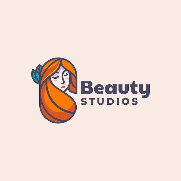 Vector Logo Illustration Beauty Studio Simple Mascot Style