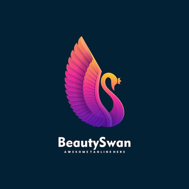 Vector Logo Illustration Beauty Swan Gradient Colorful Style