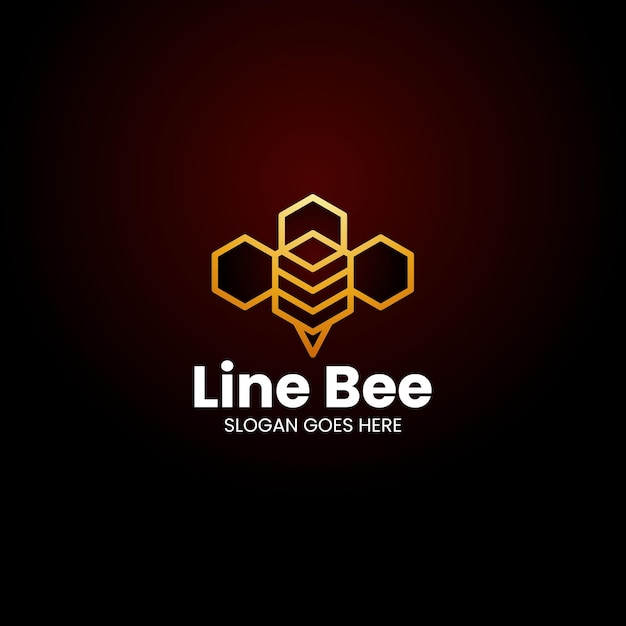 Vector Logo Illustration Bee Gradient Line Art Style