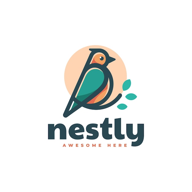 Vector Logo Illustration Bird Nest Simple Mascot Style