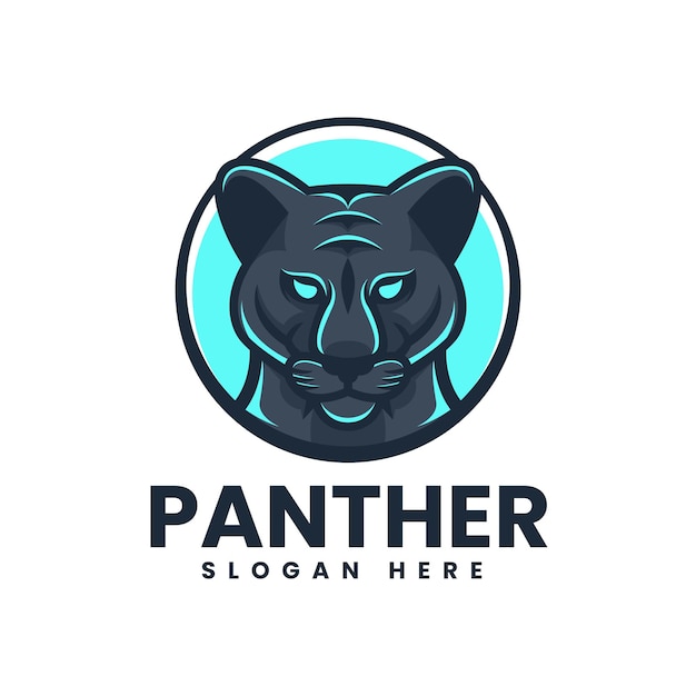 Vector Logo Illustration Black Panther Simple Mascot Style