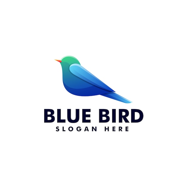 Vector Logo Illustration Blue Bird Gradient Colorful Style