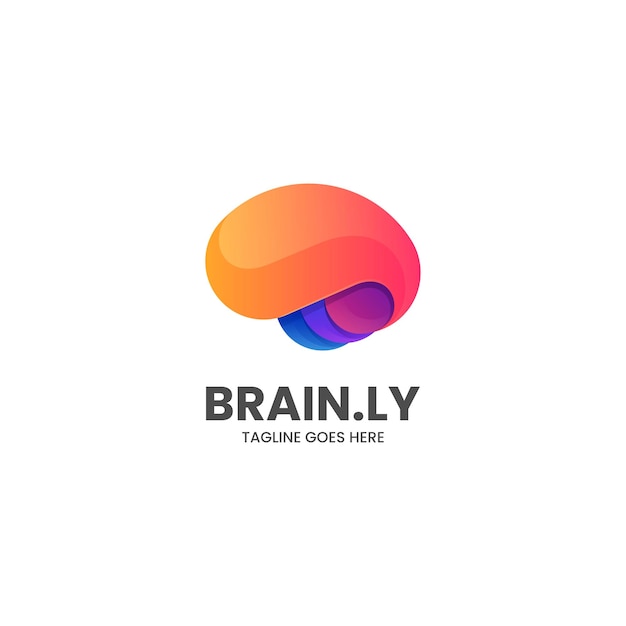 Vector Logo Illustration Brain Gradient Colorful Style