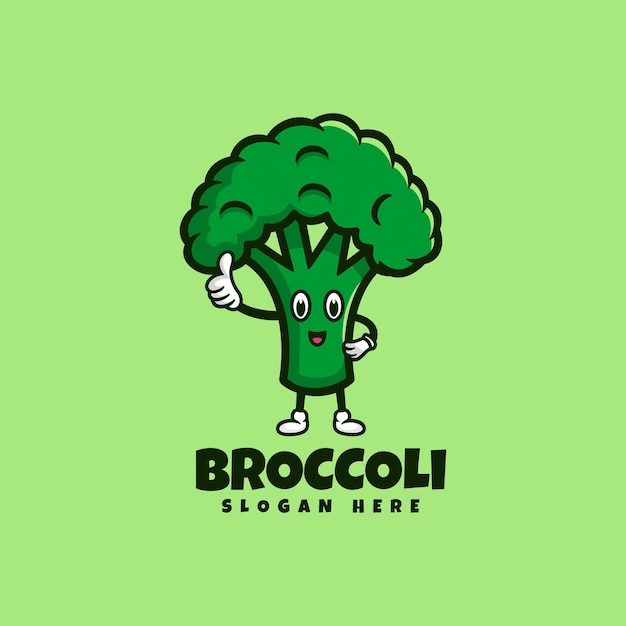 Vector Logo Illustration Broccoli Mascot Cartoon Style