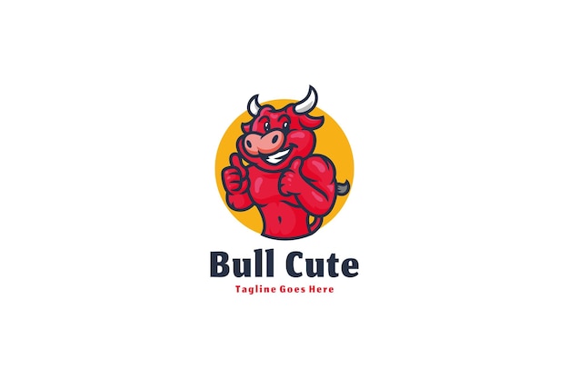 Vector vector logo illustration bull cute simple mascot style