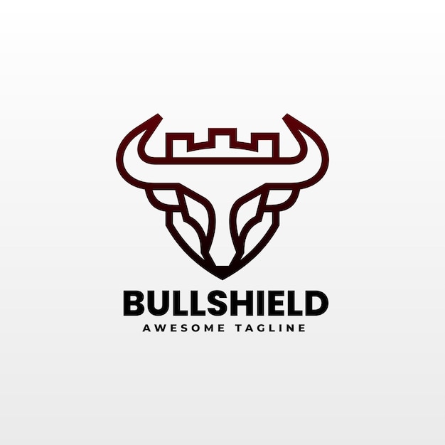 Vector Logo Illustration Bull Line Art Style