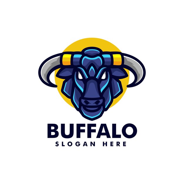 Vector Logo Illustration Bull Simple Mascot Style