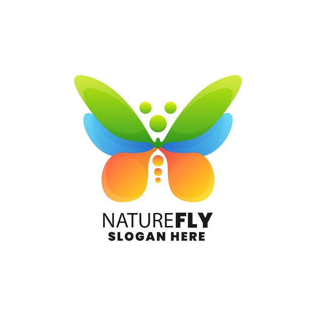 Vector Logo Illustration Butterfly Gradient Colorful Style.