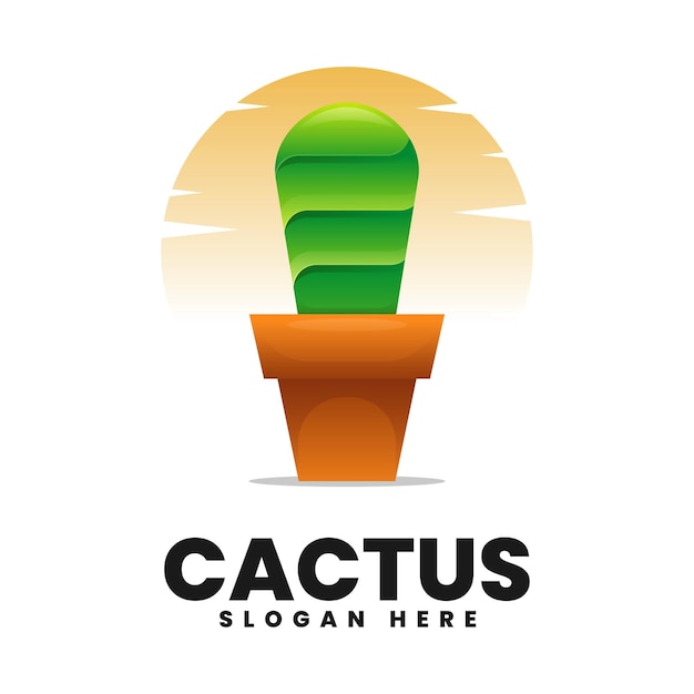 Vector Logo Illustration Cactus Gradient Colorful Style