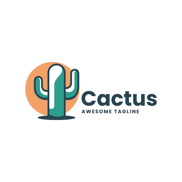 Vector Logo Illustration Cactus Simple Mascot Style