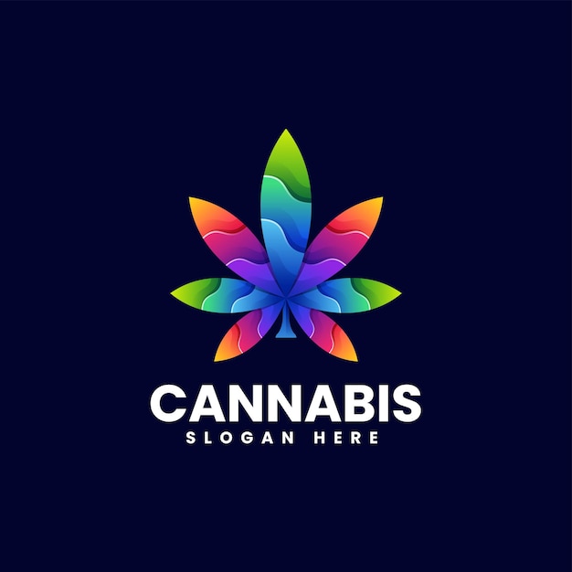 Vector Logo Illustration Cannabis Gradient Colorful Style