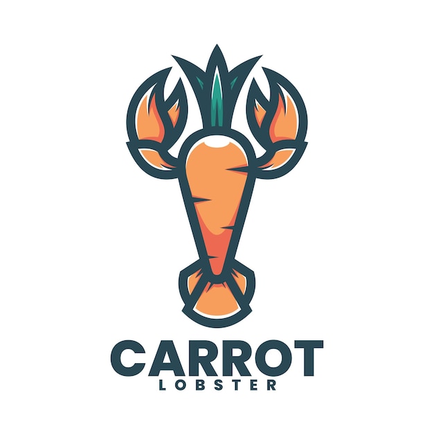 Vector Logo Illustration Carrot Lobster Simple Mascot Style