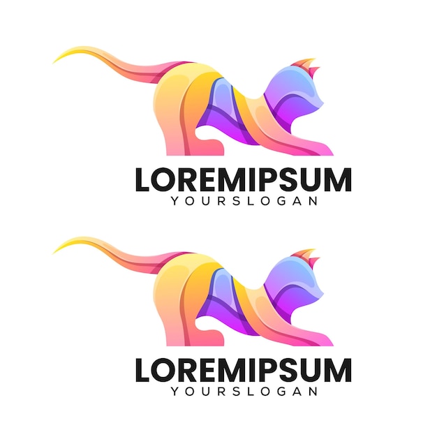 Vector logo illustration cat gradient colorful style