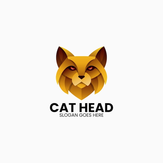 Vector Logo Illustration Cat Head Gradient Colorful Style