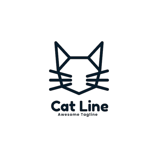 Vector Logo Illustration Cat Line Art Style