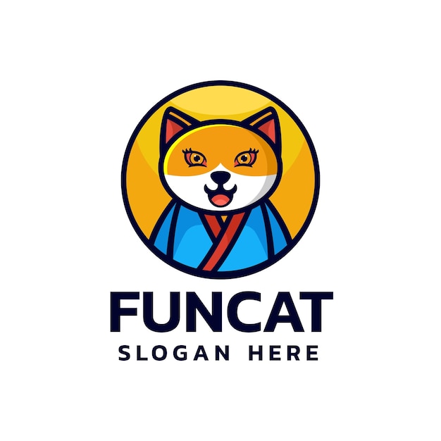 Vector Logo Illustration Cat Mascot Cartoon Style