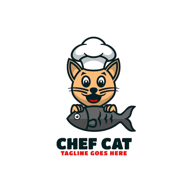 Vector Logo Illustration Cat Mascot Cartoon Style