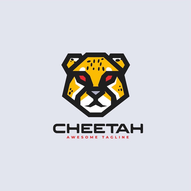 Vector Logo Illustration Cheetah Simple Mascot Style