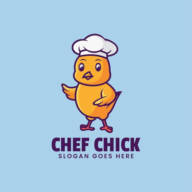 Vector Logo Illustration Chef Chick Mascot Cartoon Style