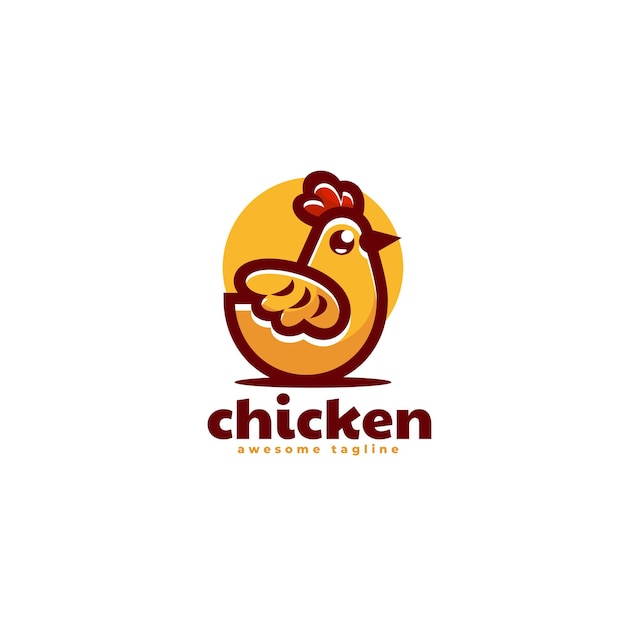 Vector Logo Illustration Chicken Simple Mascot Style