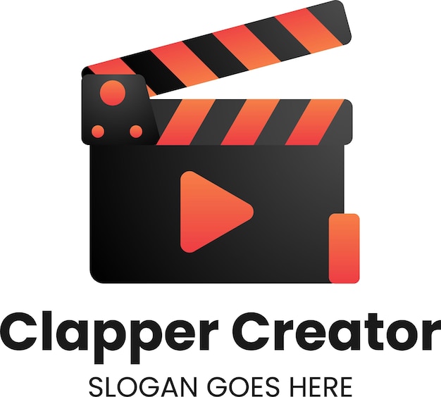 Vector Logo Illustration Clapper Creator Gradient Colorful Style