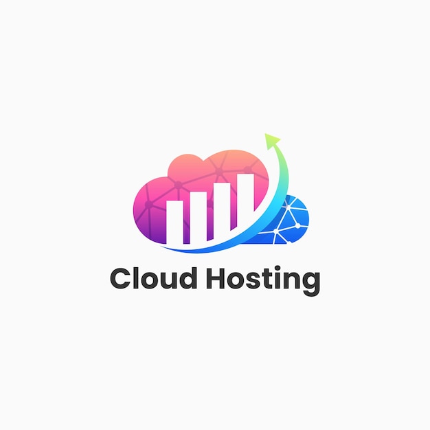 Vector Logo Illustration Cloud Hosting Gradient Colorful Style.