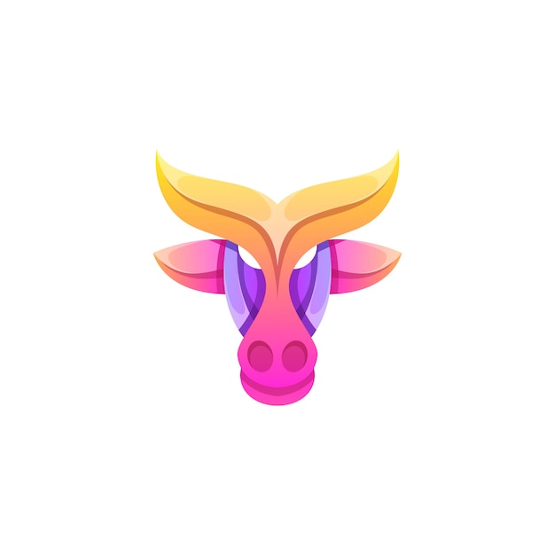 Vector logo illustration cow gradient colorful style