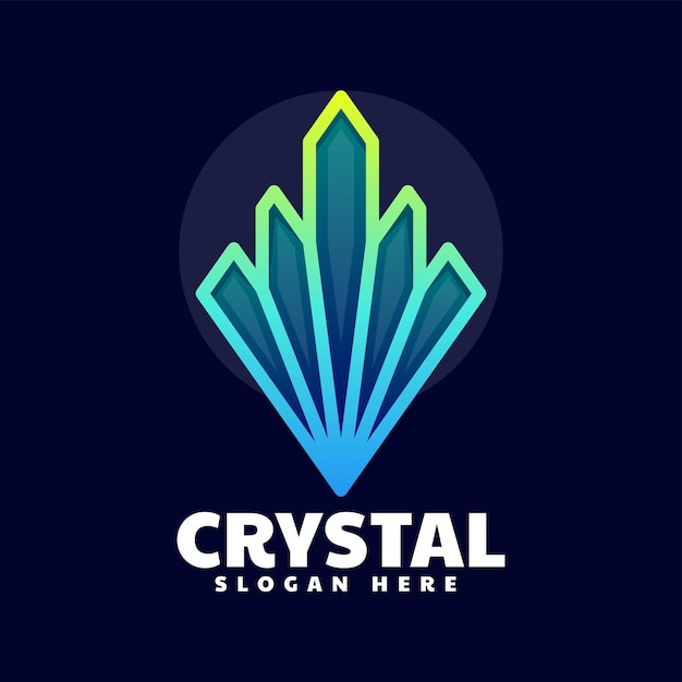 Vector Logo Illustration Crystal Line Art Gradient Style