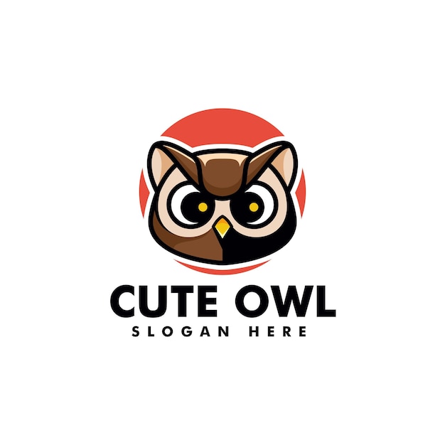 Vector Logo Illustration Cute Owl Simple Mascot Style