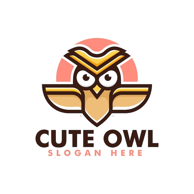 Vector Logo Illustration Cute Owl Simple Mascot Style