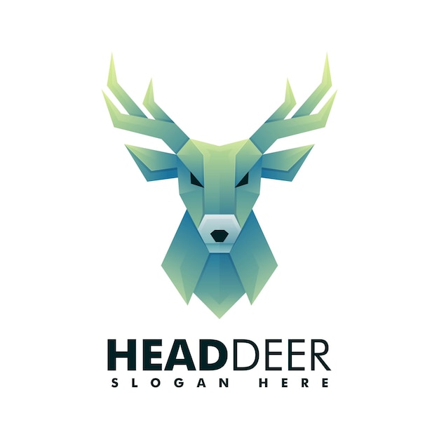 Vector Logo Illustration Deer Gradient Colorful Style