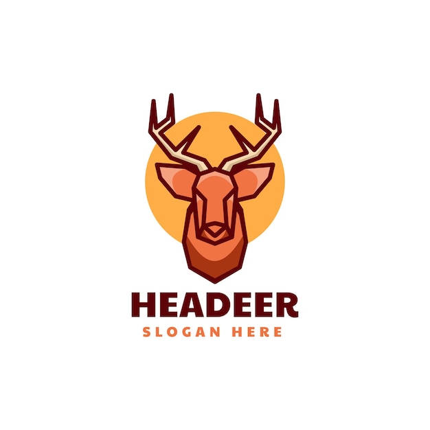 Vector Logo Illustration Deer Head Simple Mascot Style