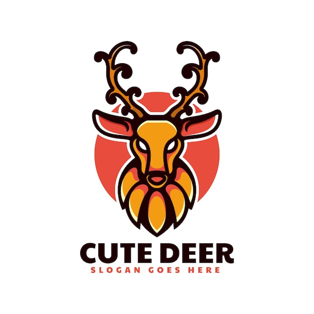 Vector Logo Illustration Deer Simple Mascot Style