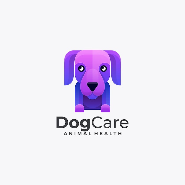 Vector Logo Illustration Dog Care Gradient Colorful Style