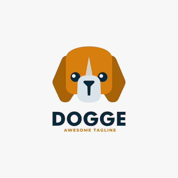 Vector Logo Illustration Dog Flat Color Style