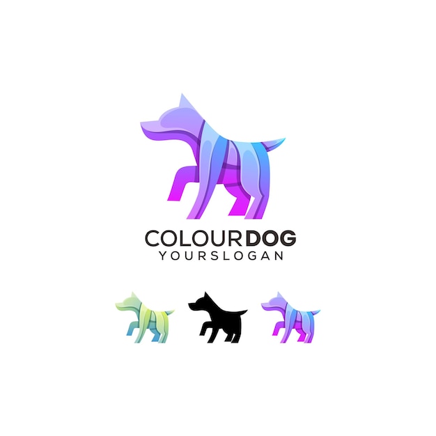 Vector logo illustration dog gradient colorful style