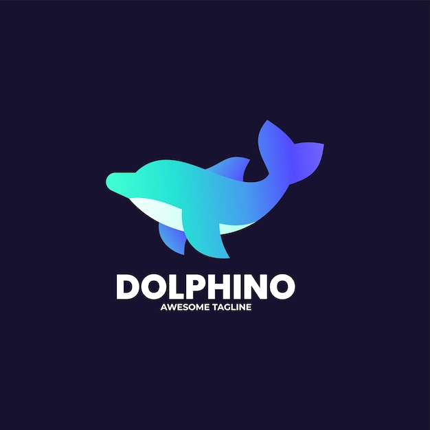 Vector Logo Illustration Dolphin Gradient Colorful Style