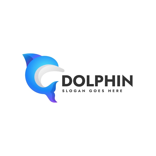 Vector Logo Illustration Dolphin Gradient Colorful Style