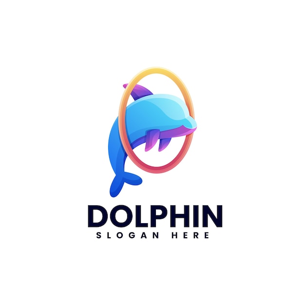 Vector Logo Illustration Dolphin Gradient Colorful Style