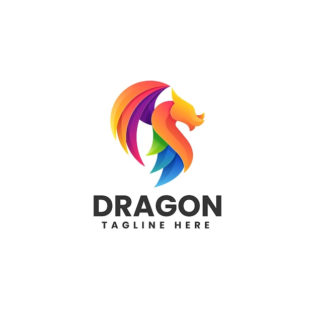 Vector Logo Illustration Dragon Gradient Colorful Style