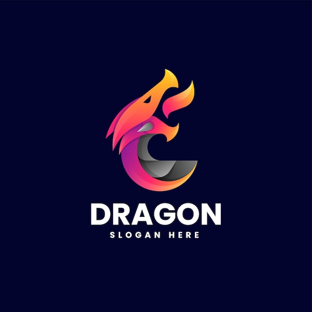 Vector Logo Illustration Dragon Gradient Colorful Style