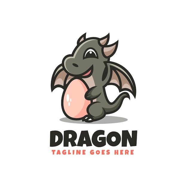 Vector Logo Illustration Dragon Mascot Cartoon Style